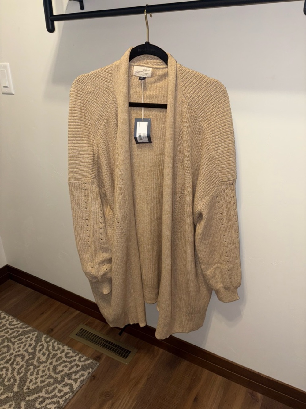 NWT Universal Thread Open-Front Tan/Cream Ribbed Cardigan